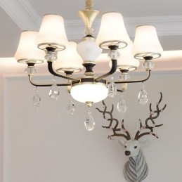 Moderne zeitgenössische Retro Luxus Kristall Pendelleuchte Kronleuchter mit Glasschirm