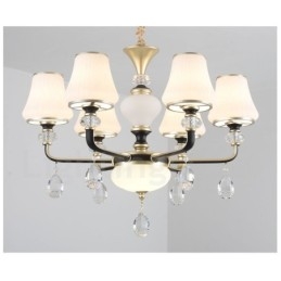 Moderne zeitgenössische Retro Luxus Kristall Pendelleuchte Kronleuchter mit Glasschirm