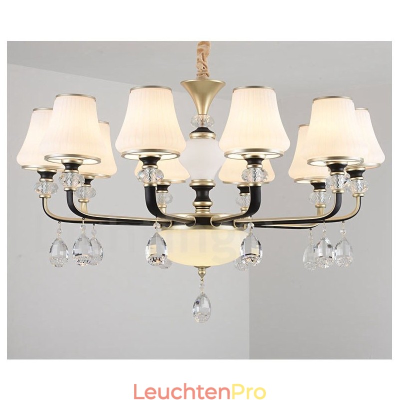 Moderne zeitgenössische Retro Luxus Kristall Pendelleuchte Kronleuchter mit Glasschirm
