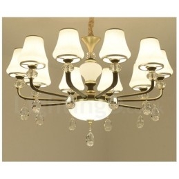 Moderne zeitgenössische Retro Luxus Kristall Pendelleuchte Kronleuchter mit Glasschirm