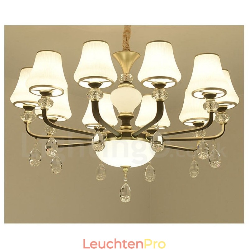 Moderne zeitgenössische Retro Luxus Kristall Pendelleuchte Kronleuchter mit Glasschirm