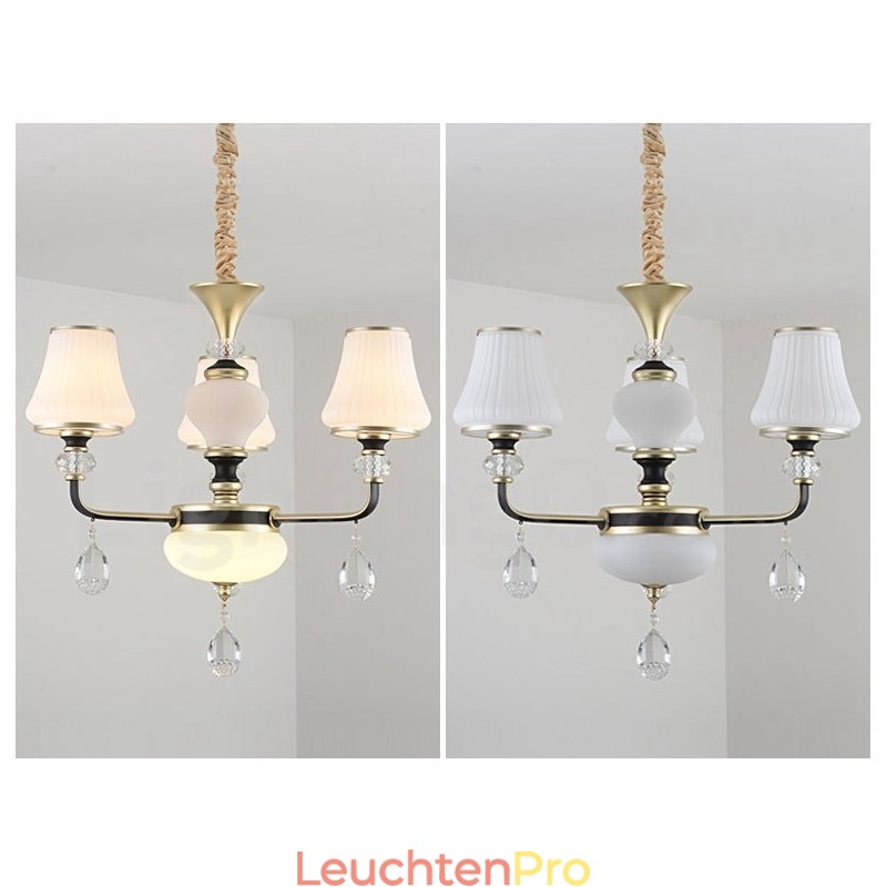 Moderne zeitgenössische Retro Luxus Kristall Pendelleuchte Kronleuchter mit Glasschirm