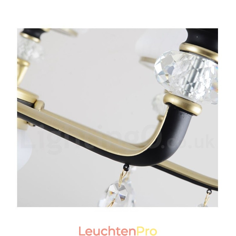 Moderne zeitgenössische Retro Luxus Kristall Pendelleuchte Kronleuchter mit Glasschirm