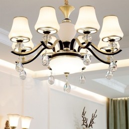 Moderne zeitgenössische Retro Luxus Kristall Pendelleuchte Kronleuchter mit Glasschirm
