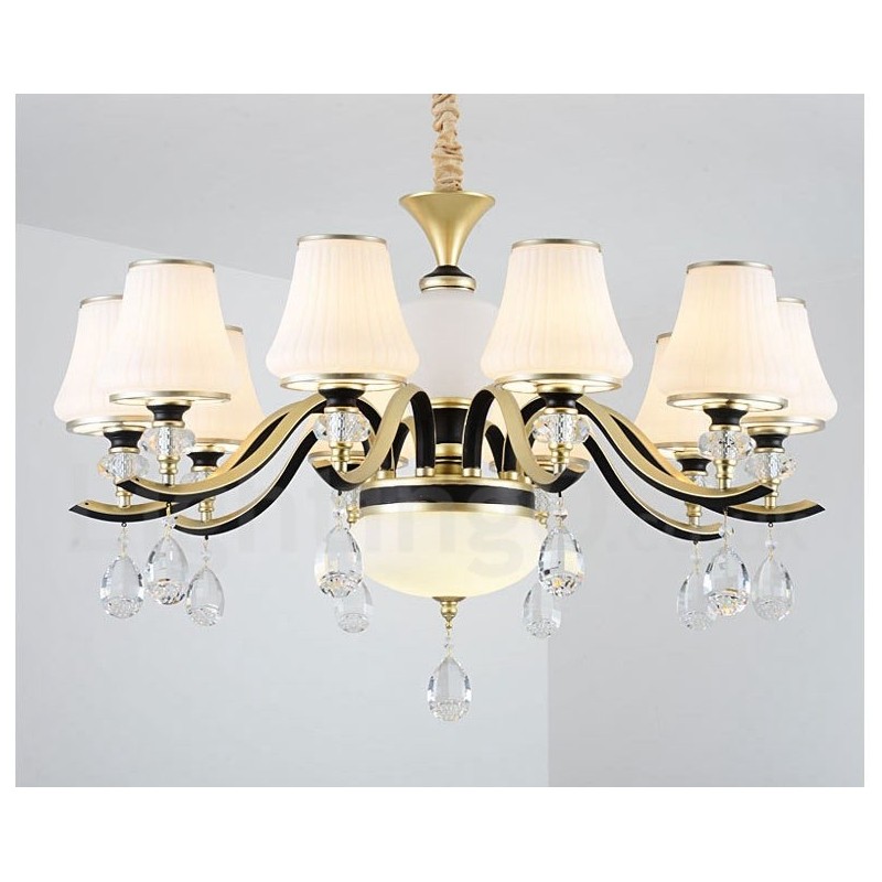 Moderne zeitgenössische Retro Luxus Kristall Pendelleuchte Kronleuchter mit Glasschirm