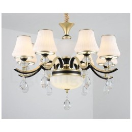 Moderne zeitgenössische Retro Luxus Kristall Pendelleuchte Kronleuchter mit Glasschirm