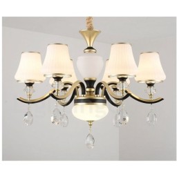 Moderne zeitgenössische Retro Luxus Kristall Pendelleuchte Kronleuchter mit Glasschirm
