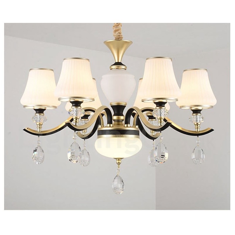 Moderne zeitgenössische Retro Luxus Kristall Pendelleuchte Kronleuchter mit Glasschirm