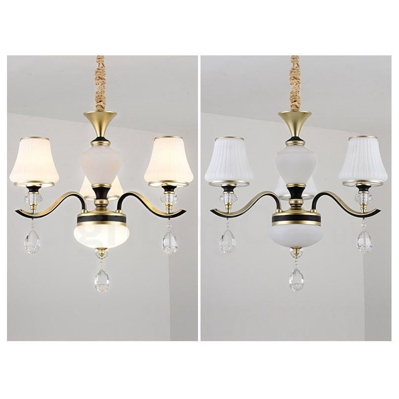 Moderne zeitgenössische Retro Luxus Kristall Pendelleuchte Kronleuchter mit Glasschirm