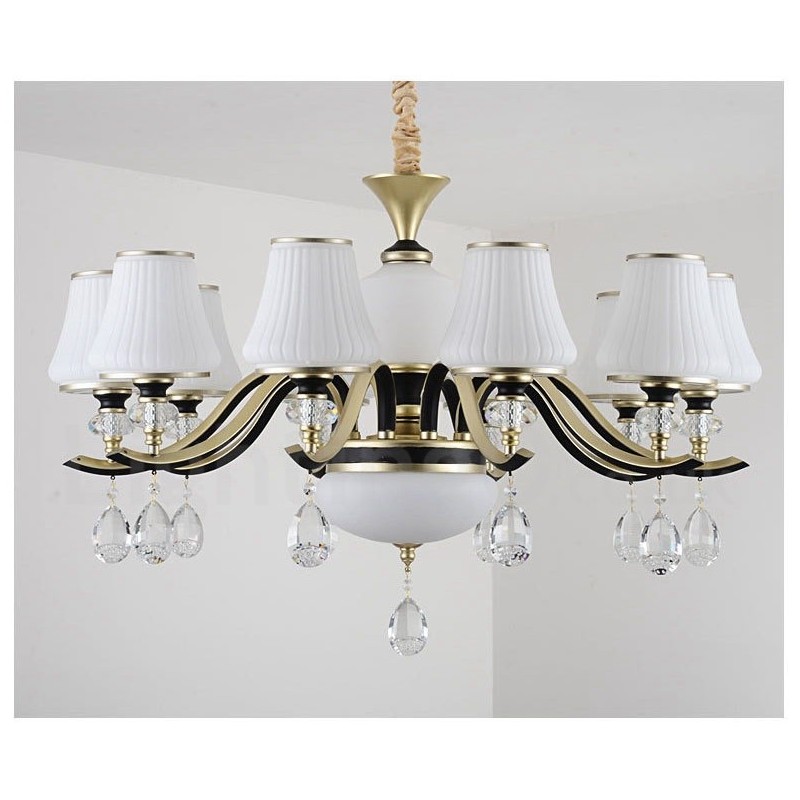 Moderne zeitgenössische Retro Luxus Kristall Pendelleuchte Kronleuchter mit Glasschirm