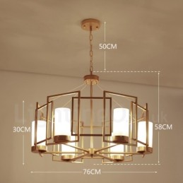 Moderne zeitgenössische 6-flammige Pendelleuchte aus Messing mit Glasschirm