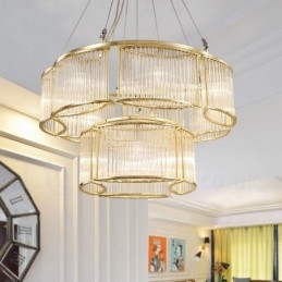 Moderne zeitgenössische 11-flammige Pendelleuchte aus Stahl mit Kristallglasschirm