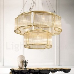 Moderne zeitgenössische 11-flammige Pendelleuchte aus Stahl mit Kristallglasschirm