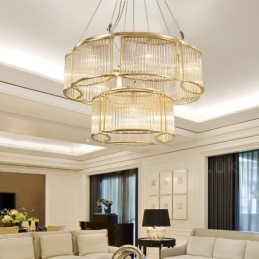 Moderne zeitgenössische 11-flammige Pendelleuchte aus Stahl mit Kristallglasschirm