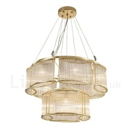 Moderne zeitgenössische 11-flammige Pendelleuchte aus Stahl mit Kristallglasschirm