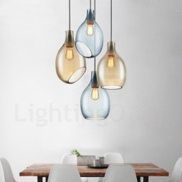 Moderne zeitgenössische 1-flammige Pendelleuchte aus Glas mit Glasschirm