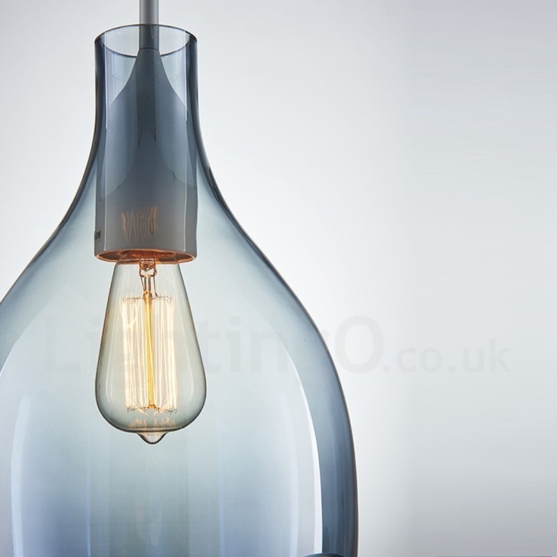 Moderne zeitgenössische 1-flammige Pendelleuchte aus Glas mit Glasschirm