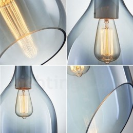 Moderne zeitgenössische 1-flammige Pendelleuchte aus Glas mit Glasschirm