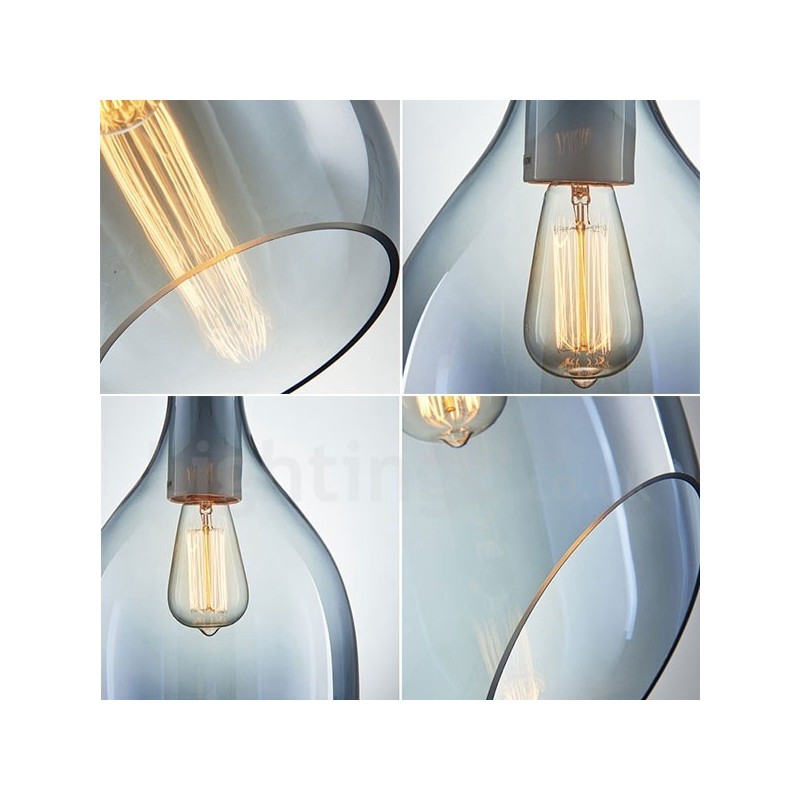 Moderne zeitgenössische 1-flammige Pendelleuchte aus Glas mit Glasschirm