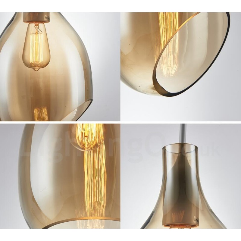 Moderne zeitgenössische 1-flammige Pendelleuchte aus Glas mit Glasschirm