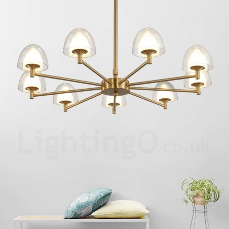 Moderner zeitgenössischer Kronleuchter aus Metall mit 9 Lichtern und Acrylschirm Moderner zeitgenössischer Kronleuchter aus Metall mit 9 Lichtern und Acrylschirm