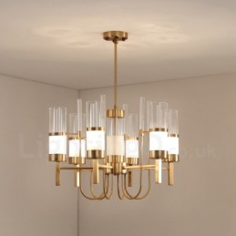 Rustic Lodge Moderner zeitgenössischer Kronleuchter aus Stahl mit 6 Lichtern und Glasschirm