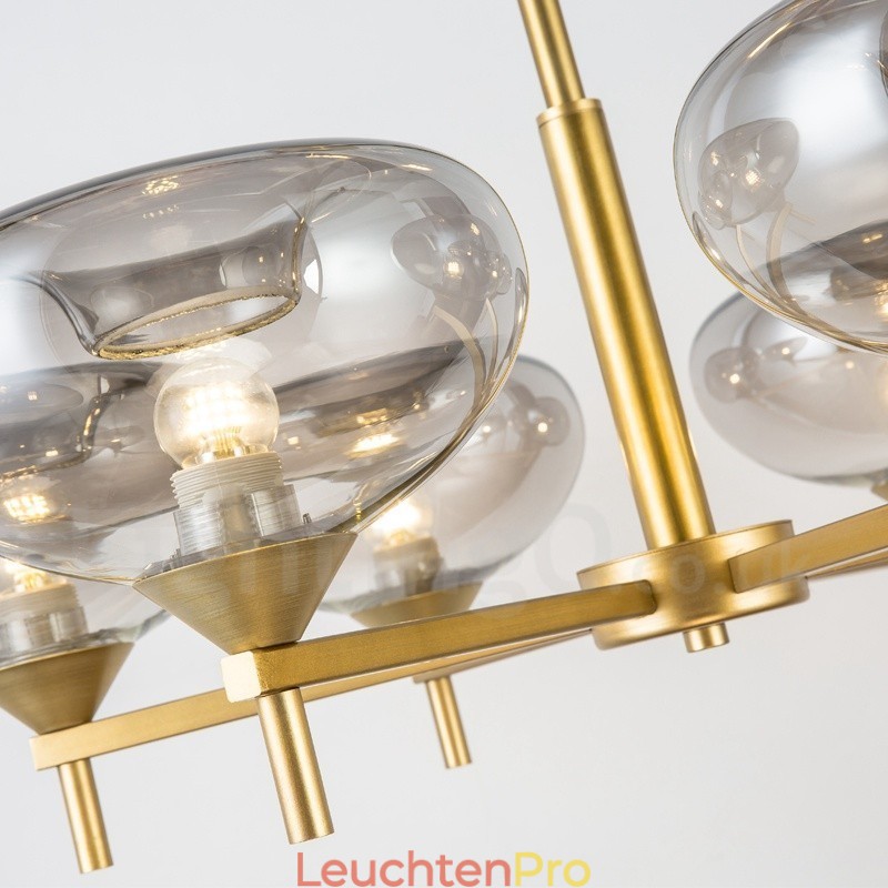Moderner zeitgenössischer Kronleuchter mit 6 Lichtern aus Aluminiumlegierung und Glasschirm