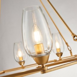 Moderne zeitgenössische 8-flammige Pendelleuchte aus Stahl mit Glasschirm