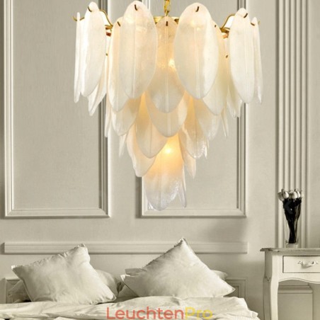Moderne zeitgenössische 6-flammige Pendelleuchte aus Stahl mit Glasschirm Moderne zeitgenössische 6-flammige Pendelleuchte aus Stahl mit Glasschirm