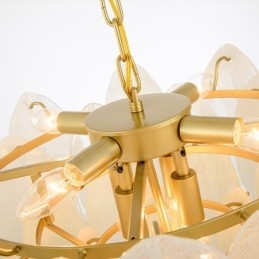 Moderne zeitgenössische 6-flammige Pendelleuchte aus Stahl mit Glasschirm