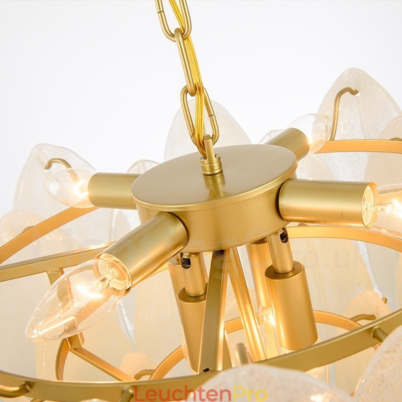 Moderne zeitgenössische 6-flammige Pendelleuchte aus Stahl mit Glasschirm