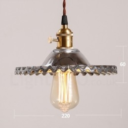Rustikale Lodge Retro-Pendelleuchte aus Stahl mit 1 Licht und Glasschirm