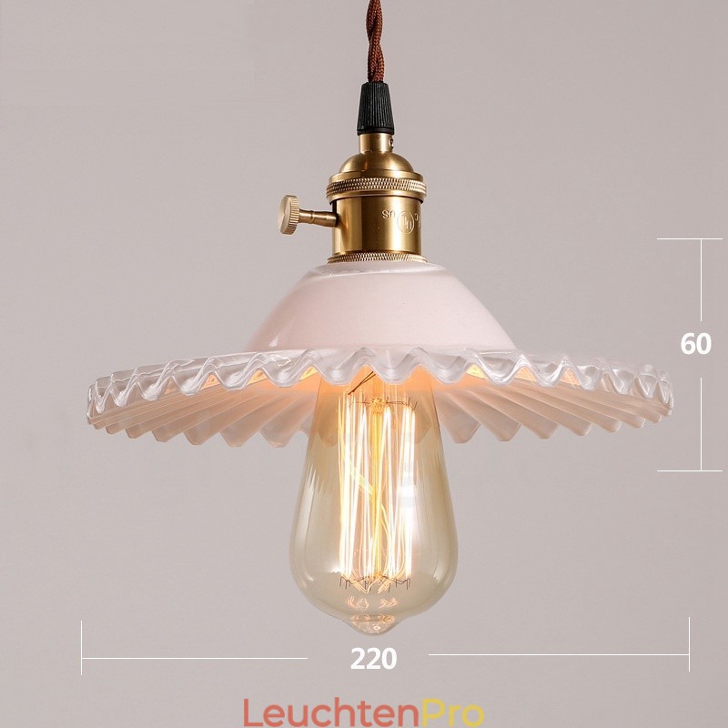 Rustikale Lodge Retro-Pendelleuchte aus Stahl mit 1 Licht und Glasschirm