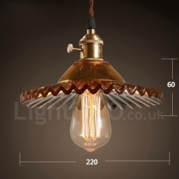 Rustikale Lodge Retro-Pendelleuchte aus Stahl mit 1 Licht und Glasschirm