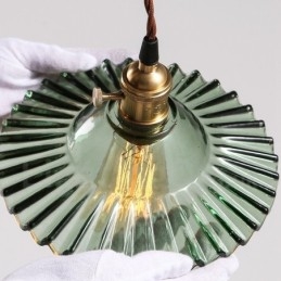 Rustikale Lodge Retro-Pendelleuchte aus Stahl mit 1 Licht und Glasschirm