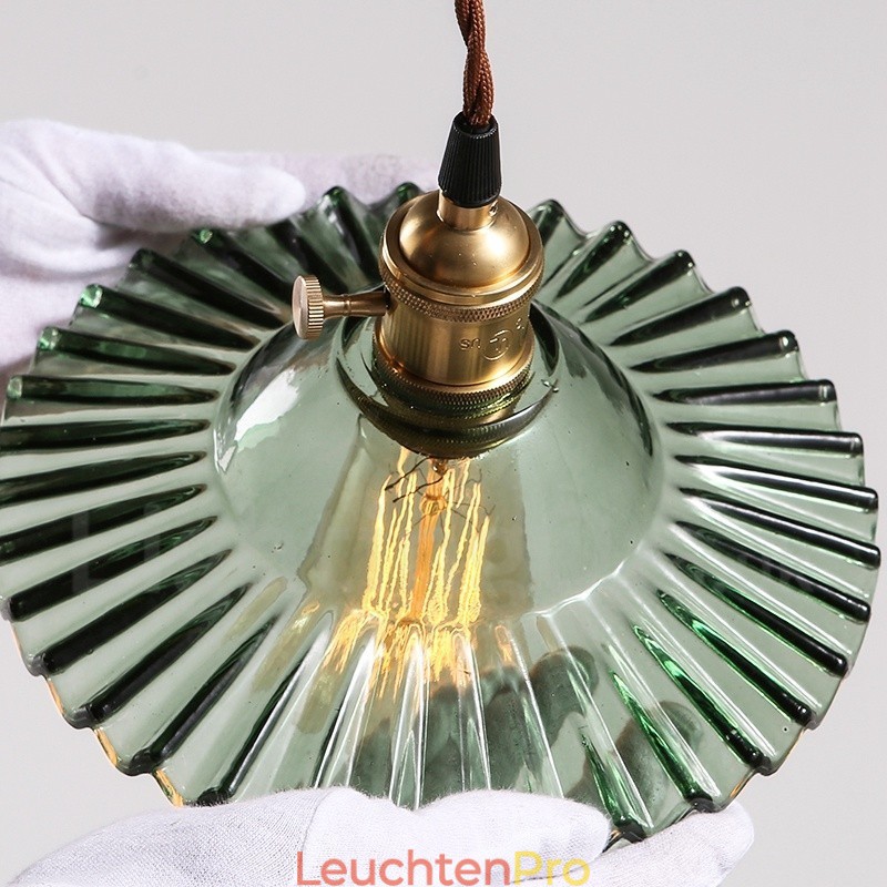 Rustikale Lodge Retro-Pendelleuchte aus Stahl mit 1 Licht und Glasschirm