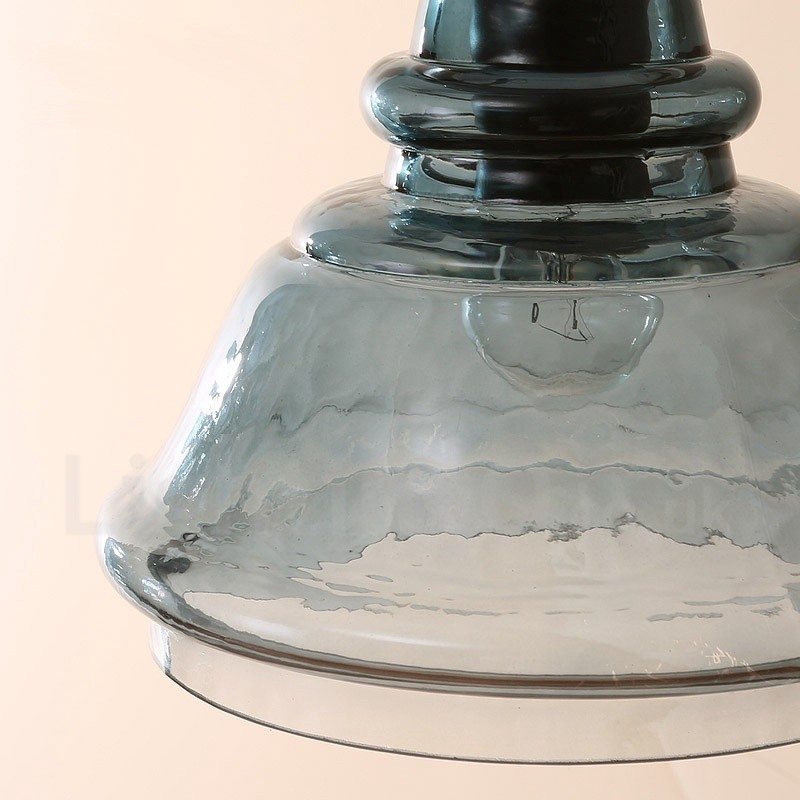 Moderne zeitgenössische 1-flammige Pendelleuchte aus Stahl mit Glasschirm