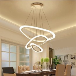 Dimmbar mit Fernbedienung, moderne zeitgenössische 3-flammige Pendelleuchte aus Aluminiumlegierung mit Acrylschirm