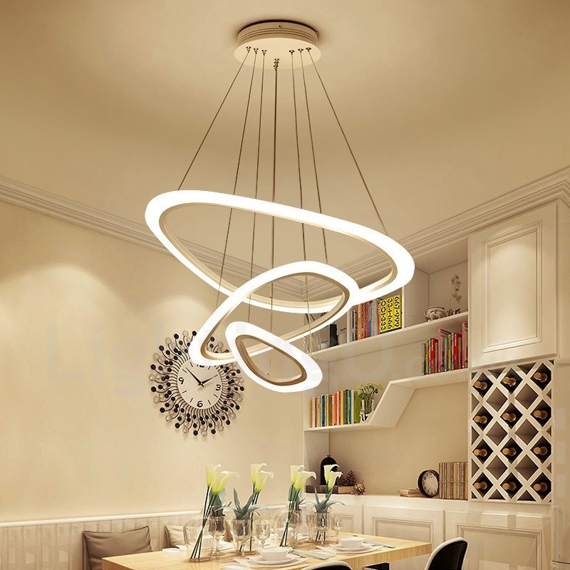 Dimmbar mit Fernbedienung, moderne zeitgenössische 3-flammige Pendelleuchte aus Aluminiumlegierung mit Acrylschirm