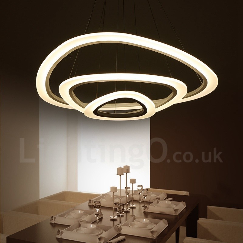 Dimmbar mit Fernbedienung, moderne zeitgenössische 3-flammige Pendelleuchte aus Aluminiumlegierung mit Acrylschirm
