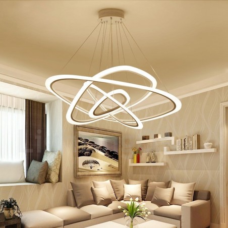 Dimmbar mit Fernbedienung, moderne zeitgenössische 4-flammige Pendelleuchte aus Aluminiumlegierung mit Acrylschirm Dimmbar mit Fernbedienung, moderne zeitgenössische 4-flammige Pendelleuchte aus Aluminiumlegierung mit Acrylschirm