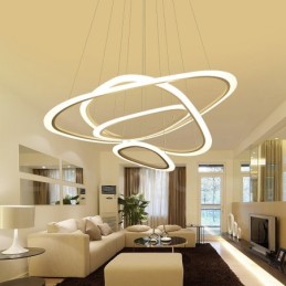 Dimmbar mit Fernbedienung, moderne zeitgenössische 4-flammige Pendelleuchte aus Aluminiumlegierung mit Acrylschirm