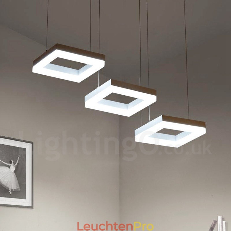 Moderne zeitgenössische 3-flammige Pendelleuchte aus Aluminiumlegierung mit Acrylschirm