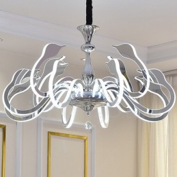 Dimmbarer moderner zeitgenössischer Kronleuchter aus Stahl mit 10 Lichtern und Acrylschirm