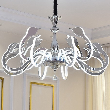 Dimmbarer moderner zeitgenössischer Kronleuchter aus Stahl mit 10 Lichtern und Acrylschirm Dimmbarer moderner zeitgenössischer Kronleuchter aus Stahl mit 10 Lichtern und Acrylschirm