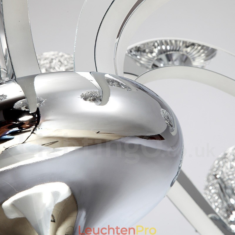 Dimmbarer moderner zeitgenössischer Kronleuchter aus Stahl mit 6 Lichtern und Schirm aus Aluminiumlegierung