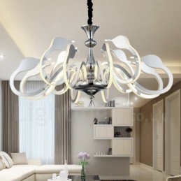 Dimmbarer moderner zeitgenössischer Kronleuchter aus Stahl mit 12 Lichtern und Acrylschirm