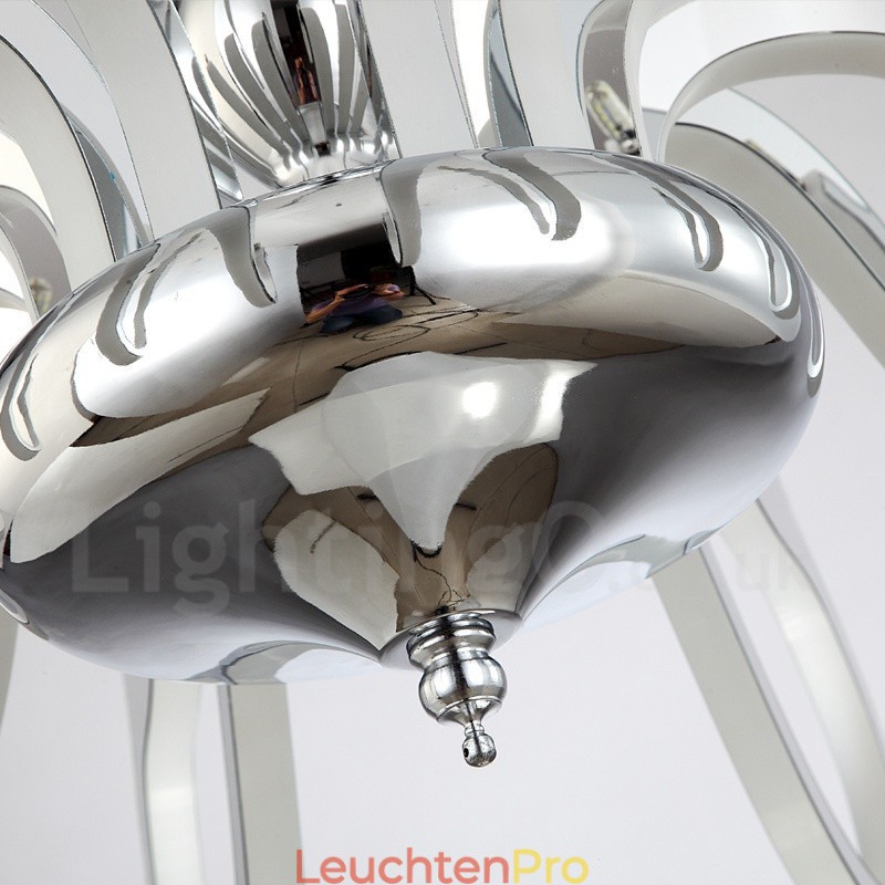 Dimmbarer moderner zeitgenössischer Kronleuchter aus Stahl mit 12 Lichtern und Acrylschirm