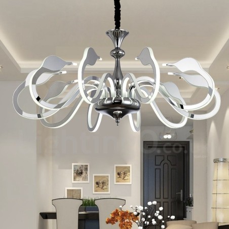 Dimmbarer moderner zeitgenössischer Kronleuchter aus Stahl mit 10 Lichtern und Acrylschirm Dimmbarer moderner zeitgenössischer Kronleuchter aus Stahl mit 10 Lichtern und Acrylschirm