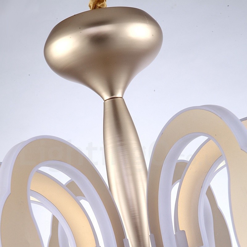 Dimmbarer moderner zeitgenössischer Kronleuchter aus Stahl mit 8 Lichtern und Acrylschirm